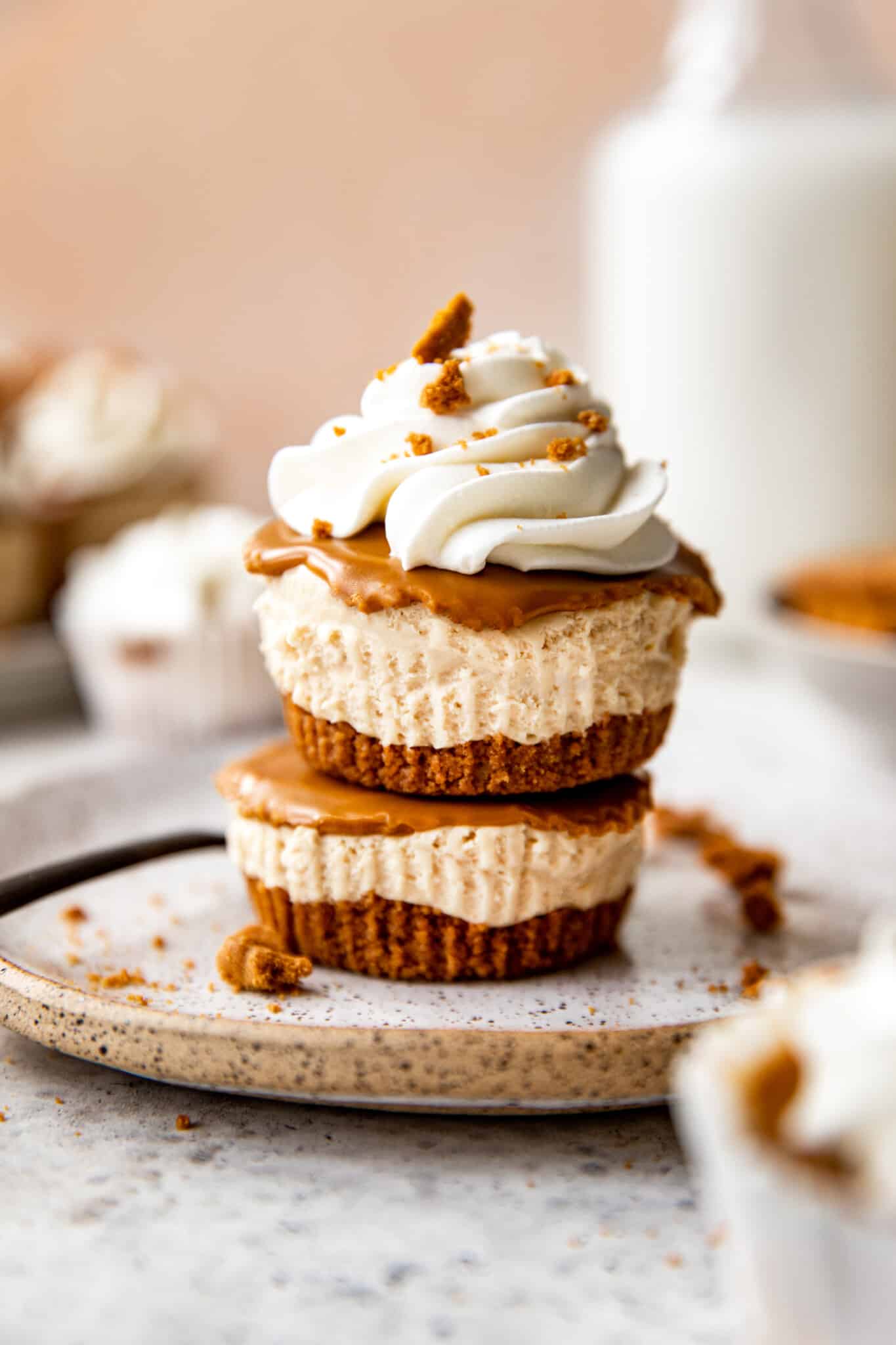 cheesecakes on a plate.
