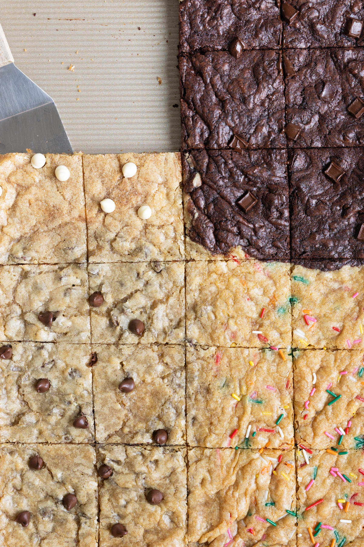 an up close image of sheet pan cookies.