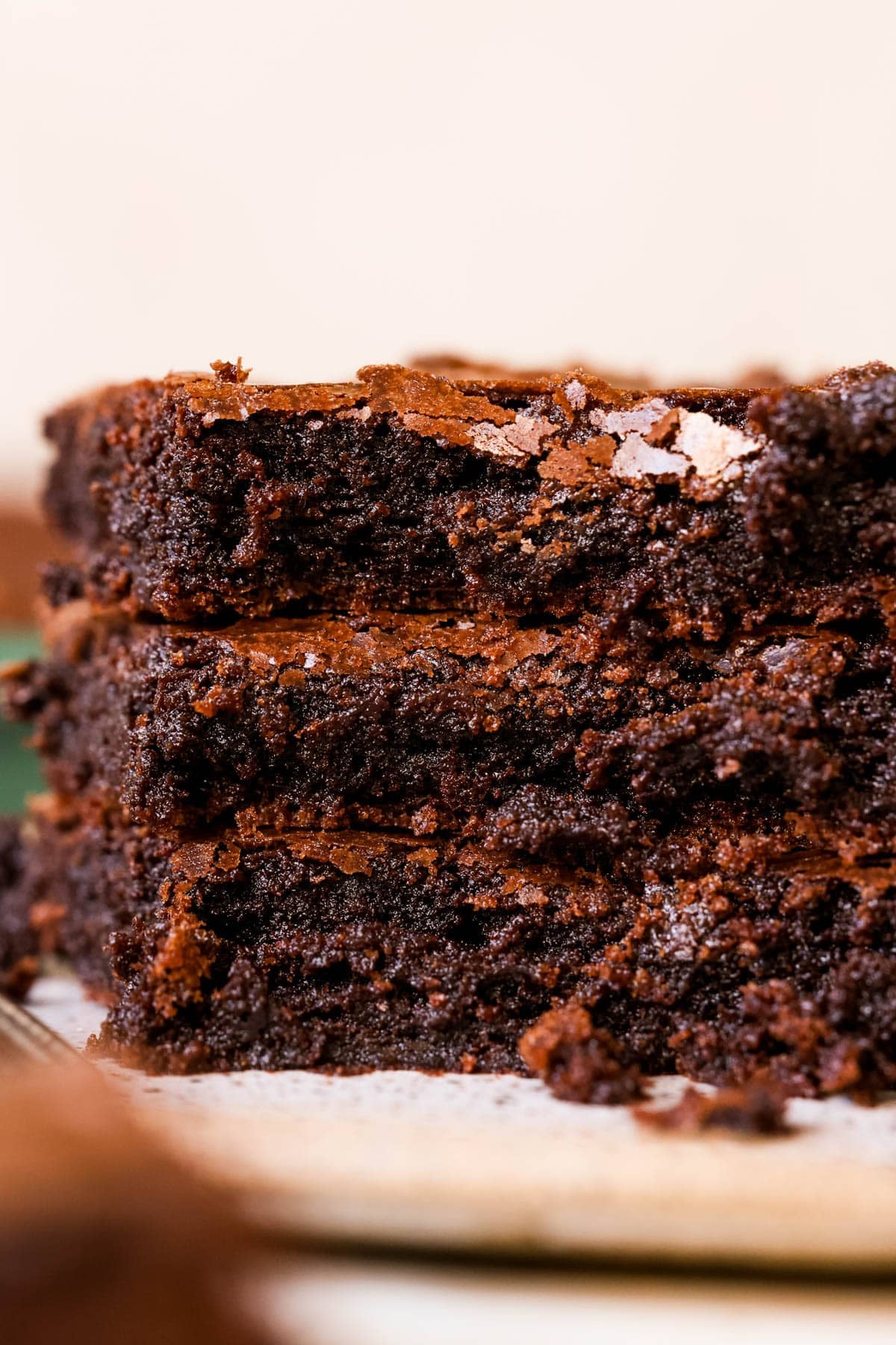 up close image of a bite taken out of brownies. 