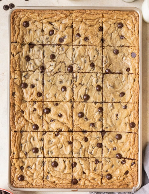 cookies on a sheet pan cut into squares.