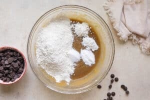 dry ingredients added to cookie dough.