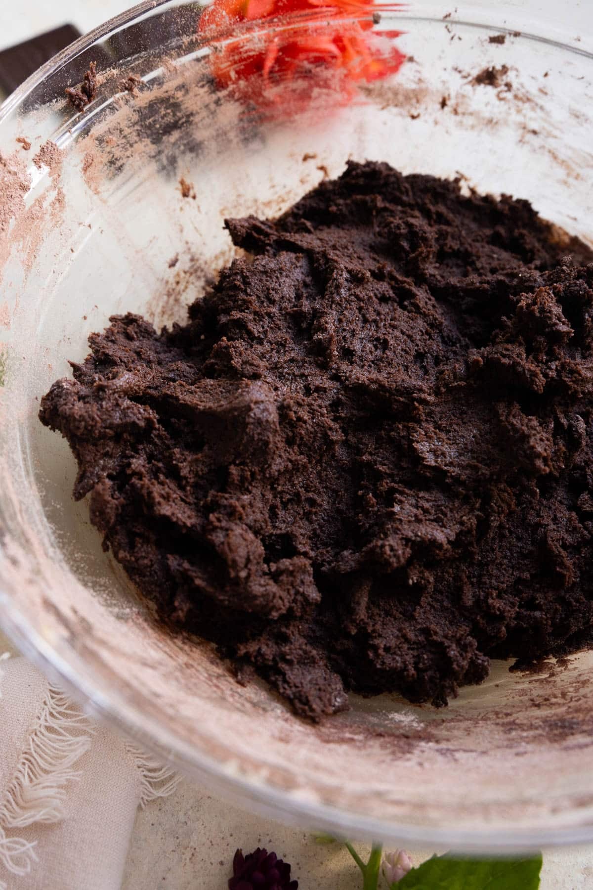 thin mint cookie down in a large glass mixing bowl. 