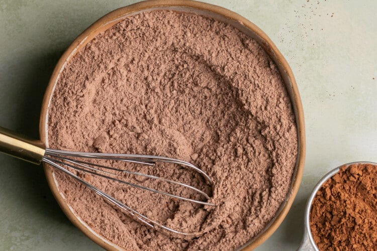 dry ingredients whisked together in a mixing bowl.