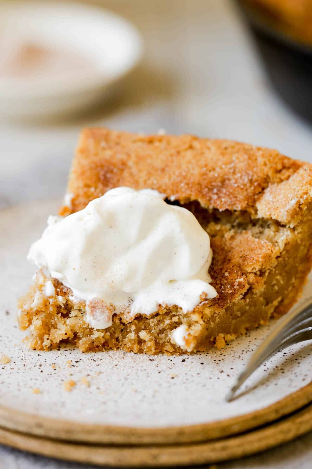 a slice on a cookie skillet topped with ice cream. 