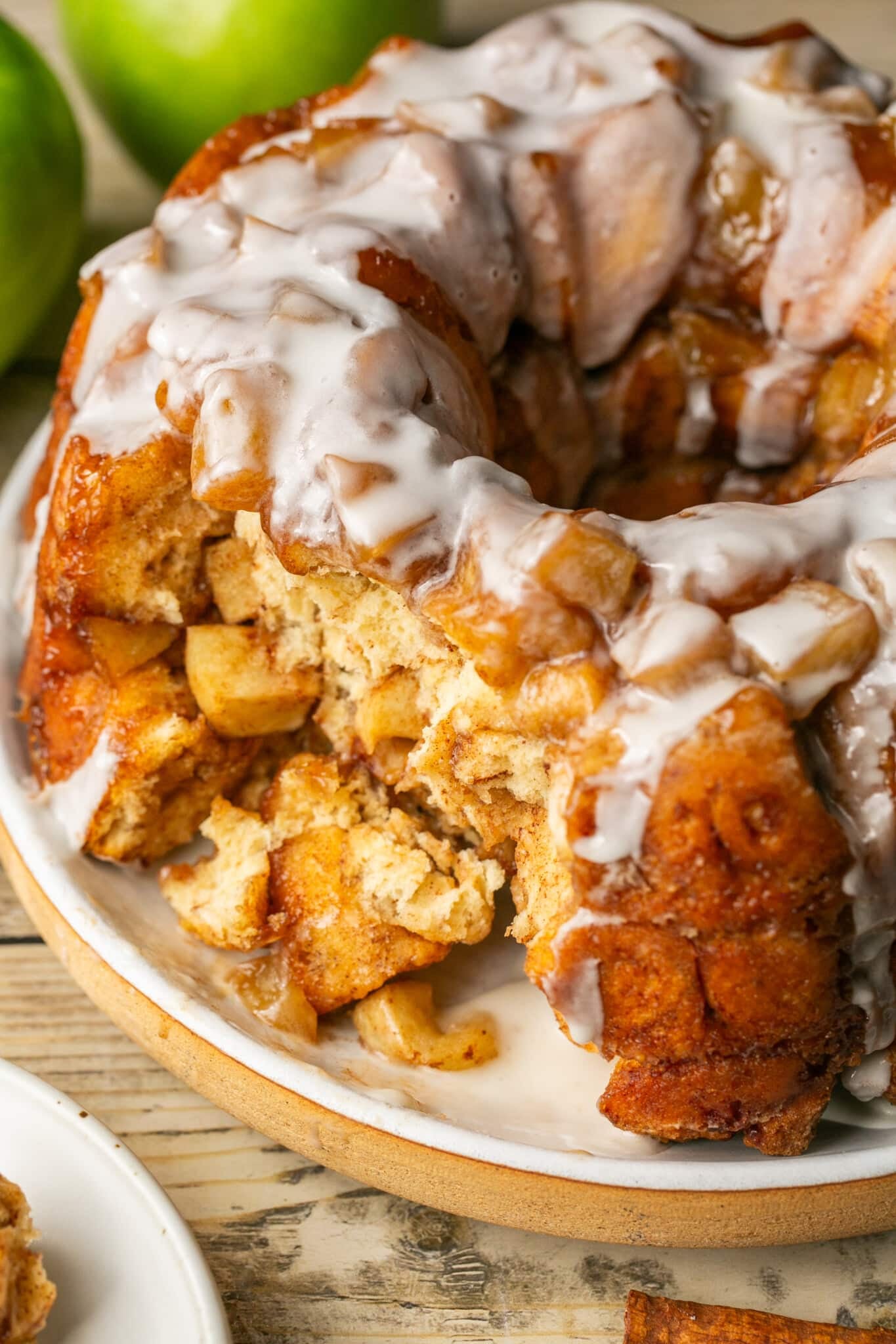 monkey bread with glaze on top. 