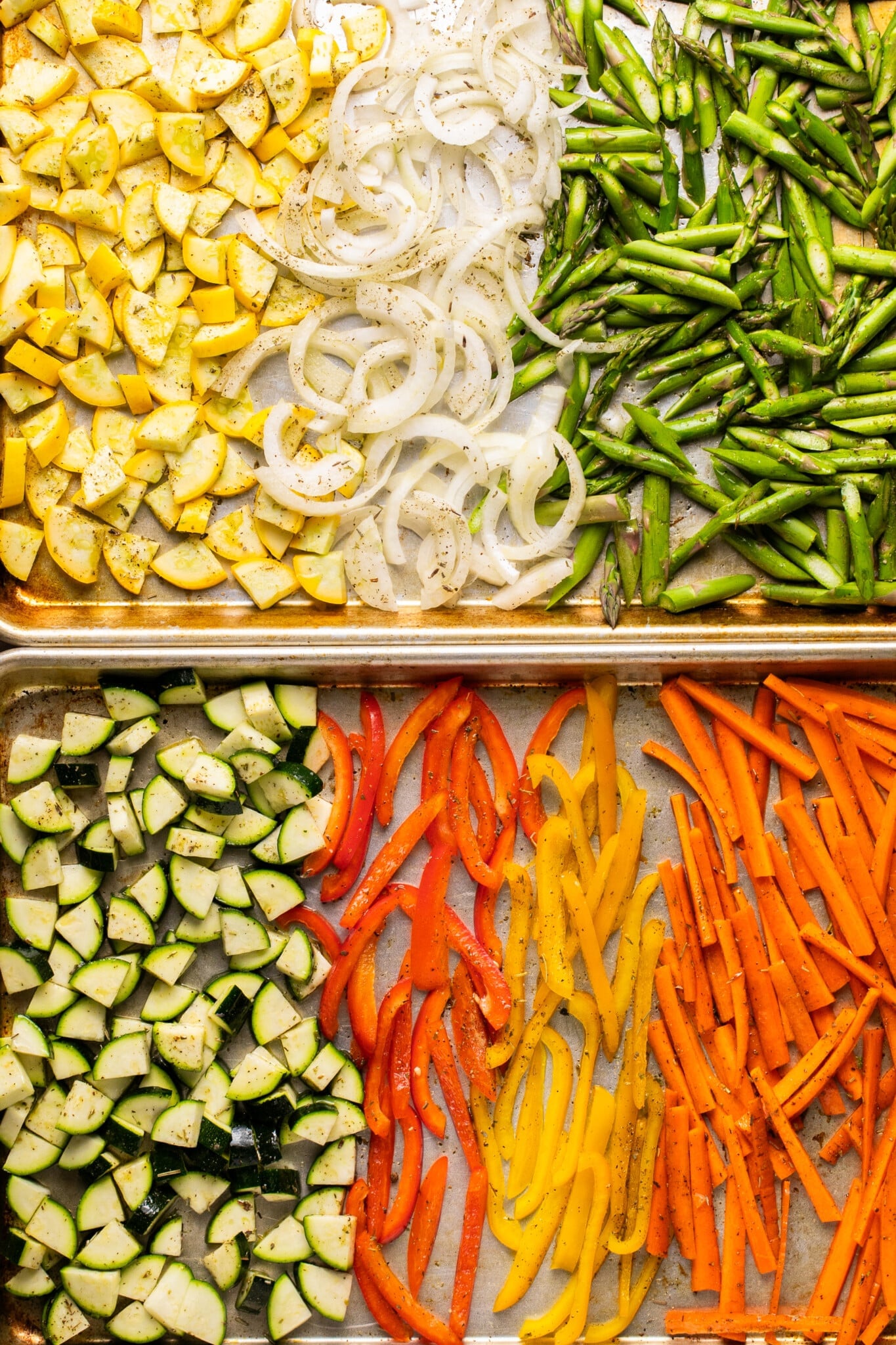 veggies on a baking sheet. 