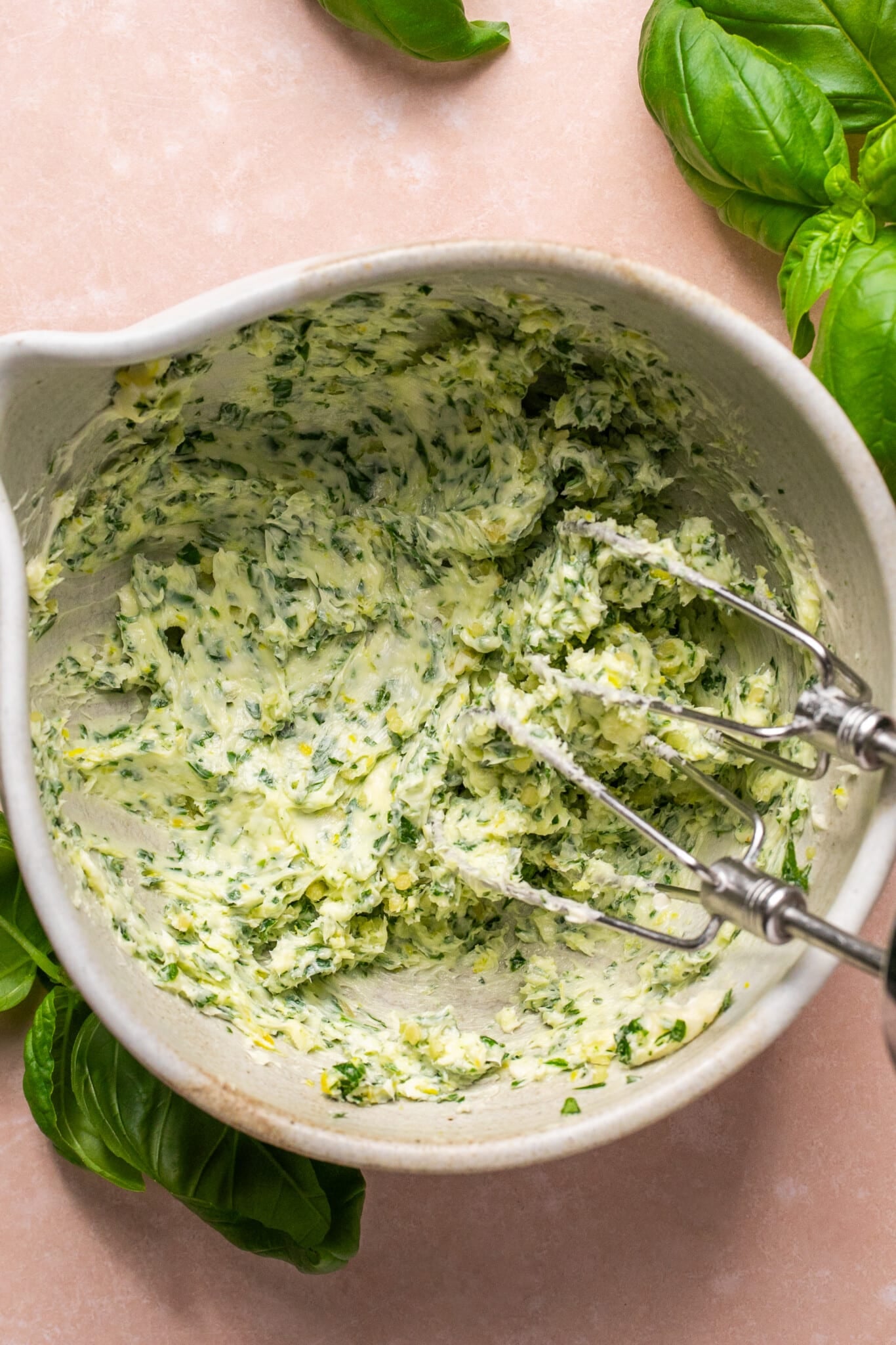 garlic herb lemon butter in a mixing bowl.
