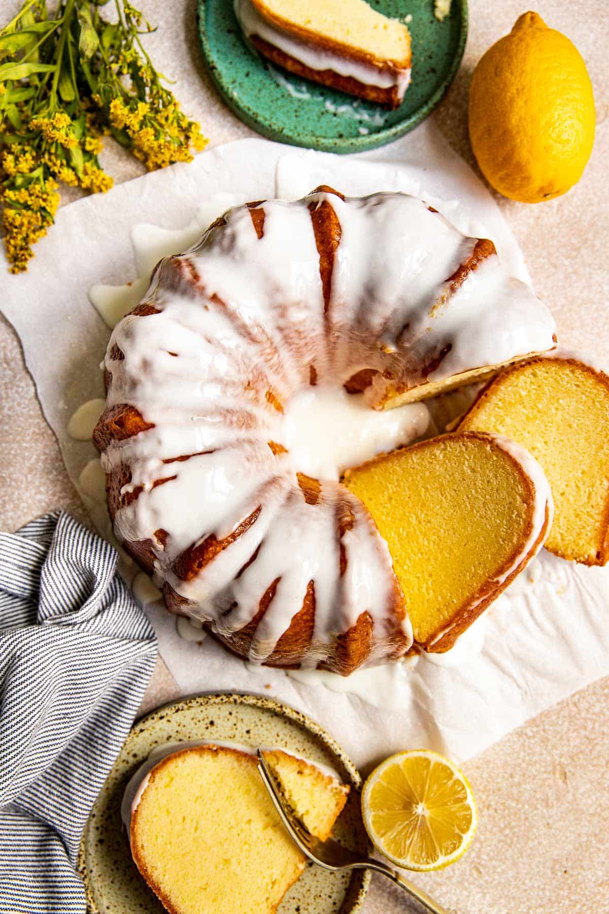 lemon pound cake with a laze on top. 