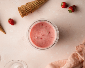 Strawberry ninja creami pint after freezing for 24 hours.