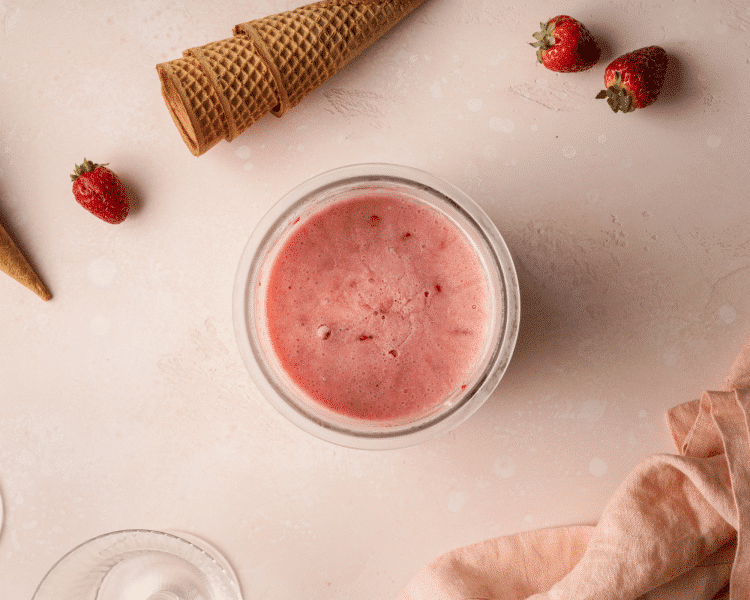 Strawberry ninja creami pint after freezing for 24 hours.