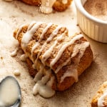 Sprinkle baked scone with cinnamon sugar topping.