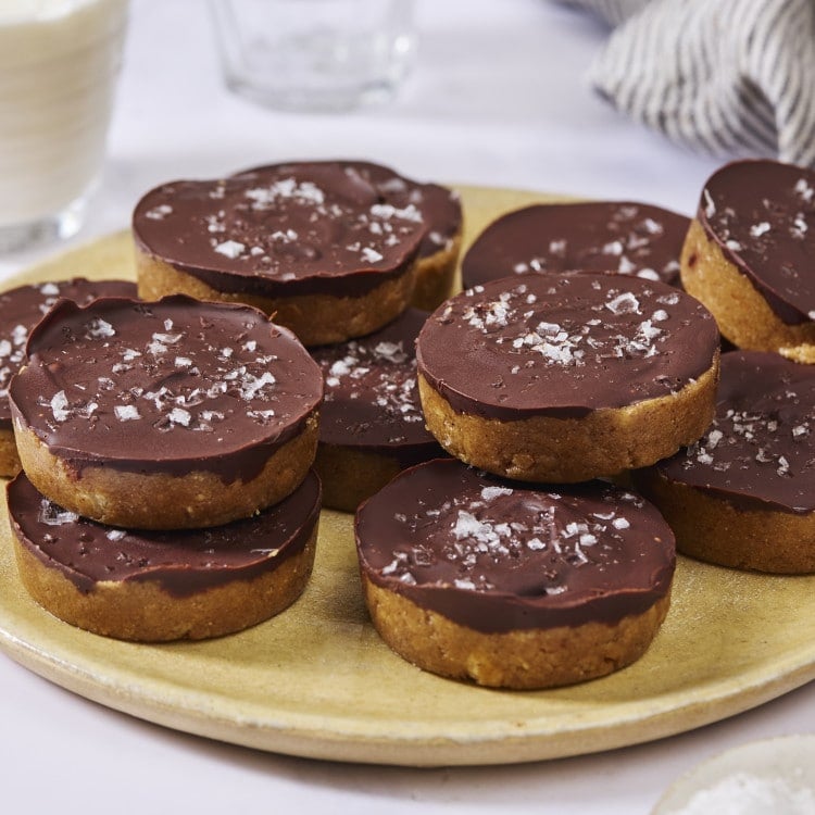 Protein peanut butter cups served on a plate.
